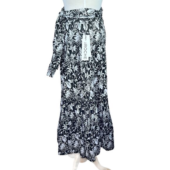 St. Roche Selma Women’s Organic Cotton Black & White 3-Tier Boho Maxi Skirt S… - Picture 8 of 16